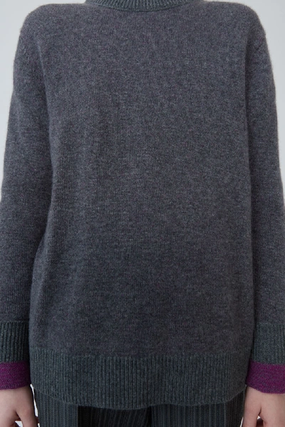 Shop Acne Studios Two-tone Crewneck Sweater Grey/fuchsia