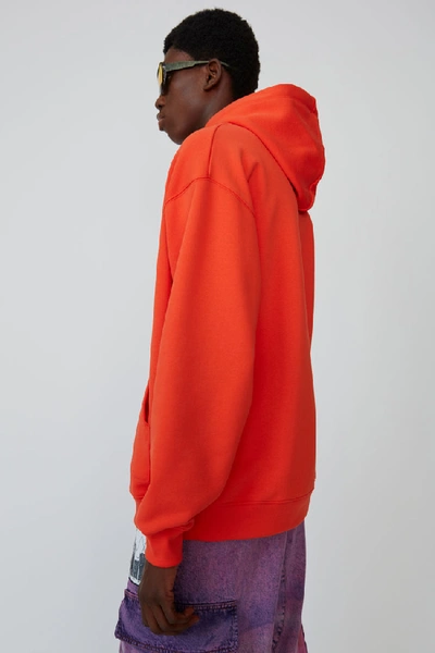 Shop Acne Studios Animal-embroidered Hooded Sweatshirt Tomato Orange