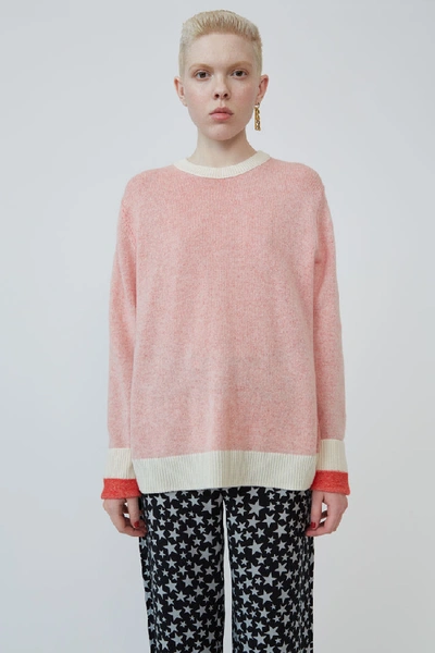 Shop Acne Studios Two-tone Crewneck Sweater White/red