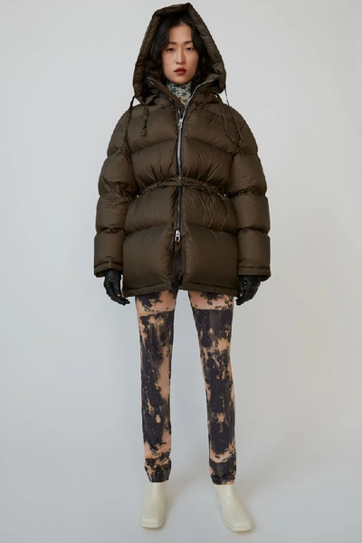 Shop Acne Studios Hooded Down Jacket Forest Green