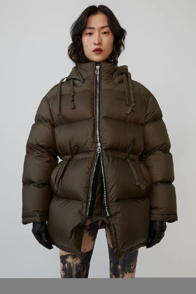 Shop Acne Studios Hooded Down Jacket Forest Green