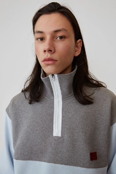 Shop Acne Studios Zip Fleece Light Grey Melange