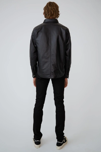 Shop Acne Studios Leather Overshirt Black