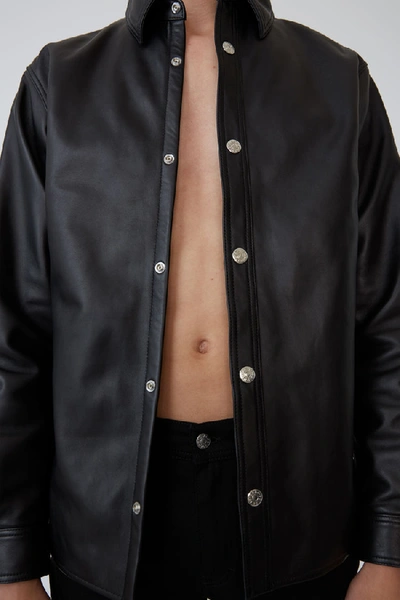 Shop Acne Studios Leather Overshirt Black