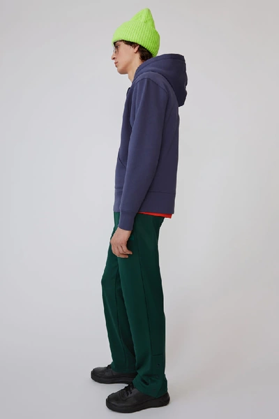 Shop Acne Studios Ferris Face Denim Blue In Classic Fit Hooded Sweatshirt