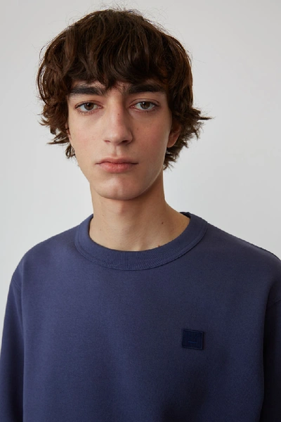 Shop Acne Studios Fairview Face Denim Blue In Regular Fit Sweatshirt