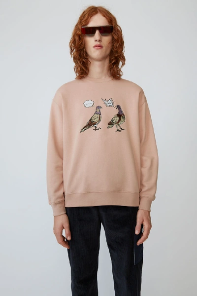 Shop Acne Studios Animal-embroidered Sweatshirt Old Pink