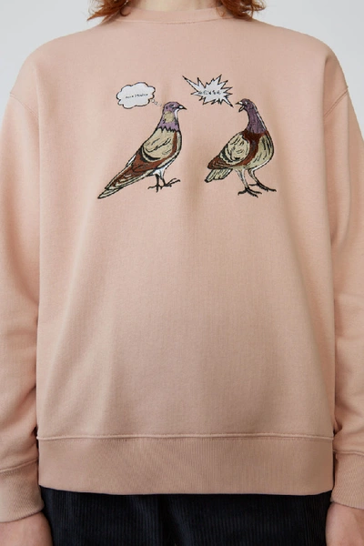 Shop Acne Studios Animal-embroidered Sweatshirt Old Pink