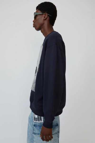 Shop Acne Studios Scarf Patch Sweatshirt Navy Blue