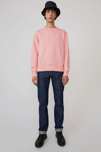 Shop Acne Studios Fairview Face Blush Pink In Classic Fit Sweatshirt