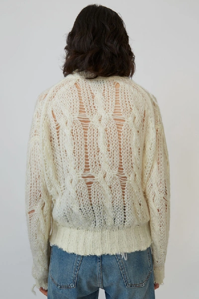 Shop Acne Studios Frayed Cable Knit Sweater Off White