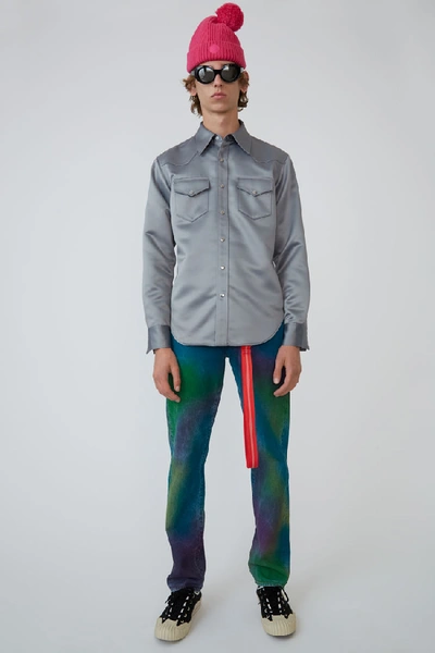 Shop Acne Studios 2001 Satin Silver Grey In Satin Shirt