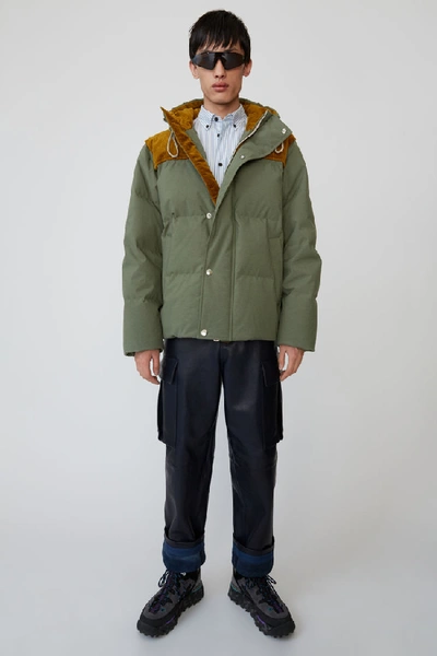 Shop Acne Studios Hooded Down Jacket Khaki Green