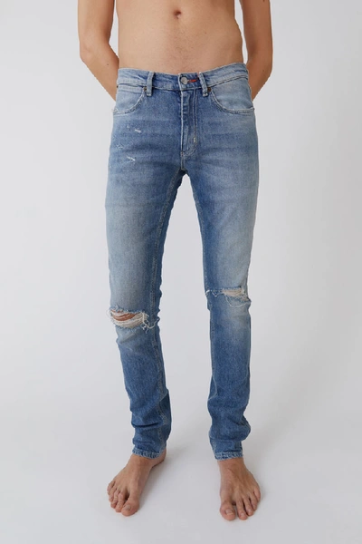 Shop Acne Studios Max Mid Ripped Indigo Blue In Low-rise Slim Jeans