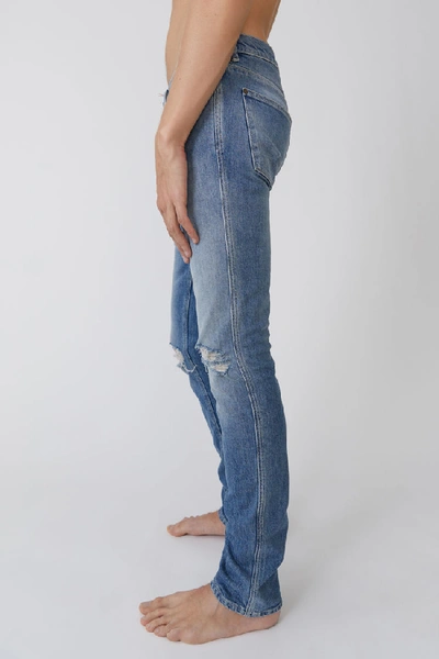 Shop Acne Studios Max Mid Ripped Indigo Blue In Low-rise Slim Jeans