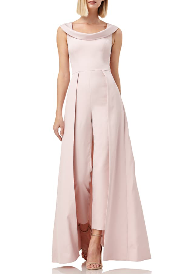 kay unger jumpsuit gown blush