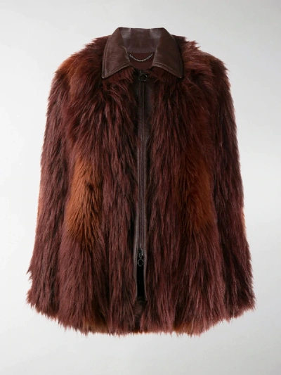 Shop Stella Mccartney Faux Fur Bomber Jacket In Red