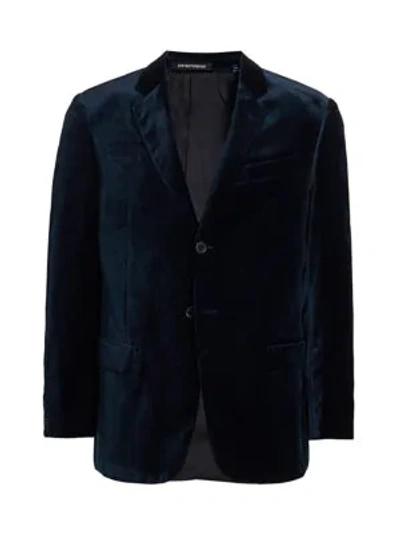 Shop Emporio Armani Men's G Line Velvet Sportcoat In Dark Blue