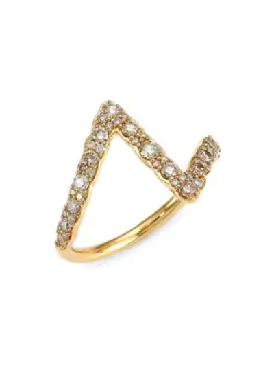 Shop Astley Clarke Women's 14k Yellow Gold & Diamond Pavé Zigzag Ring