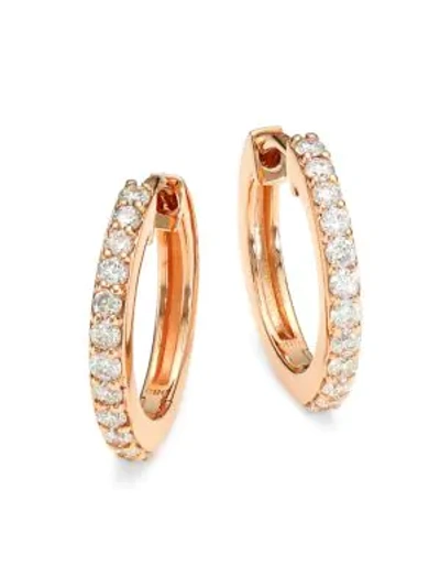 Shop Astley Clarke 14k Rose Gold & Diamond Halo Medium Hoop Earrings