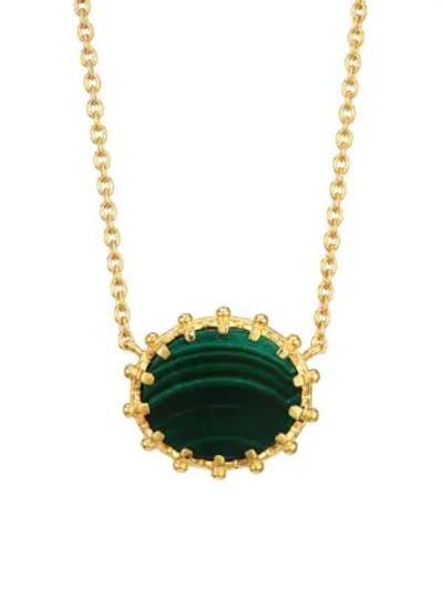 Shop Astley Clarke 18k Yellow Gold Vermeil & Malachite Slice Floris Pendant Necklace