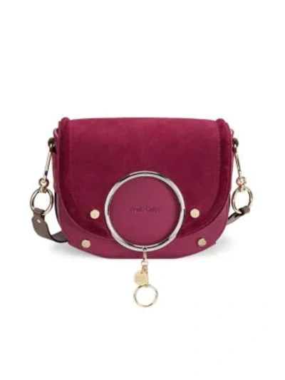 Shop See By Chloé Mara Suede & Leather Crossbody Bag In Sienna Rose