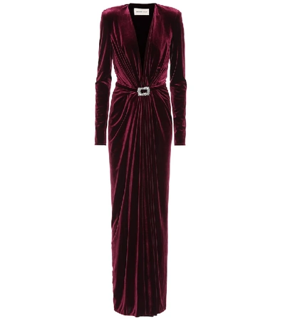 Shop Alexandre Vauthier Velvet Gown In Red