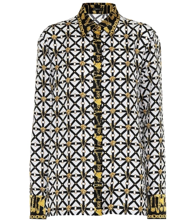 Shop Versace Printed Silk Blouse In Multicoloured