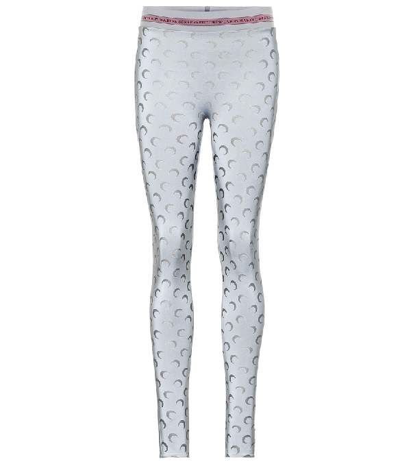 Marine Serre Printed Stretch-Jersey Tights In Blue | ModeSens