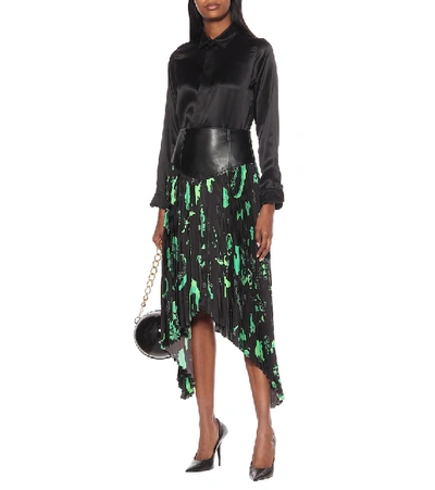 Shop Marine Serre Printed Pleated Midi Skirt In Black