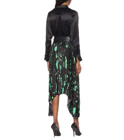 Shop Marine Serre Printed Pleated Midi Skirt In Black