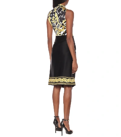 Shop Versace Printed Faille Skirt In Black