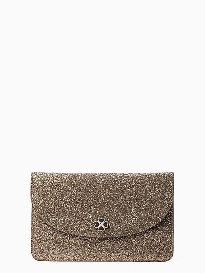 Kate Spade Odette Glitter Large Flap Pouch In Rose Gold ModeSens