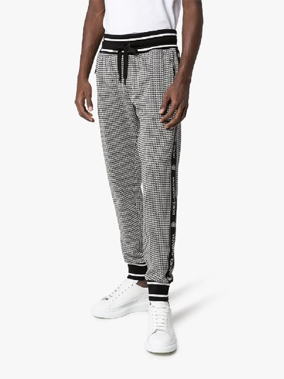 Shop Dolce & Gabbana Houndstooth Check Sweatpants In Grey