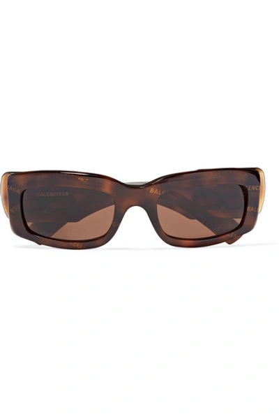 Shop Balenciaga Paris Printed Square-frame Tortoiseshell Acetate Sunglasses