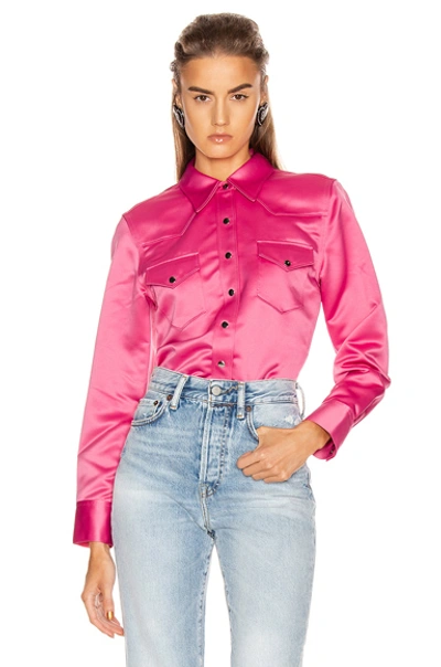 Shop Acne Studios Bla Konst 2002 Satin Shirt In Bright Pink