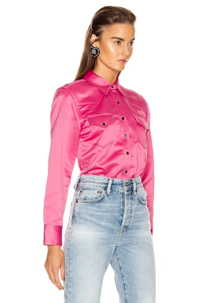 Shop Acne Studios Bla Konst 2002 Satin Shirt In Bright Pink