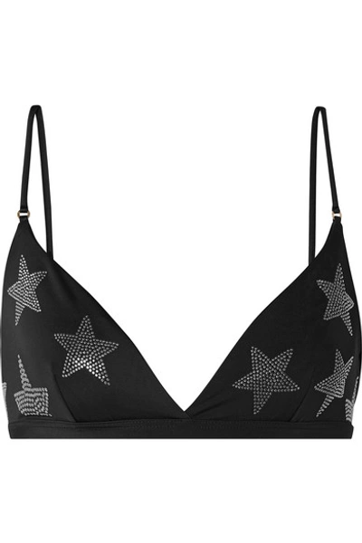 Shop Stella Mccartney Embellished Triangle Bikini Top In Black