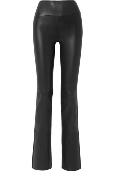 Shop Sprwmn Leather Flared Pants In Black