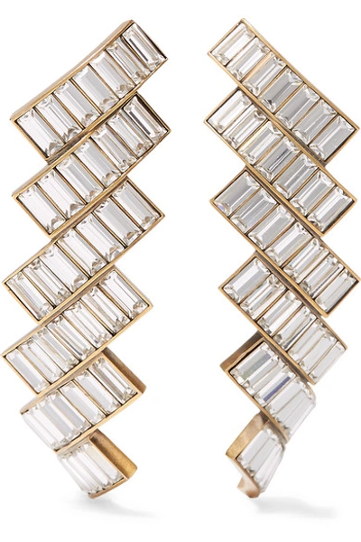 Shop Balenciaga Gold-tone Crystal Earrings