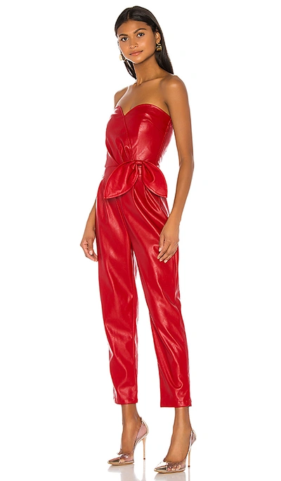 Shop Kendall + Kylie Bianca Vegan Leather Jumpsuit In Red. In Melrose Red