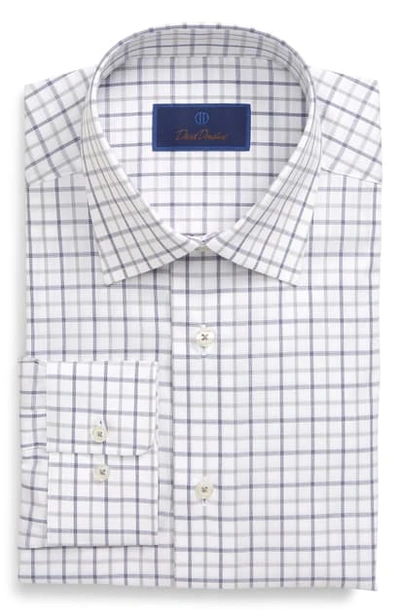 Shop David Donahue Regular Fit Windowpane Dress Shirt In Navy/ Charcoal