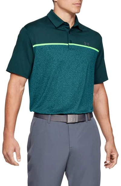 Shop Under Armour Playoff 2.0 Loose Fit Polo In Tandem Teal/ Pitch Grey