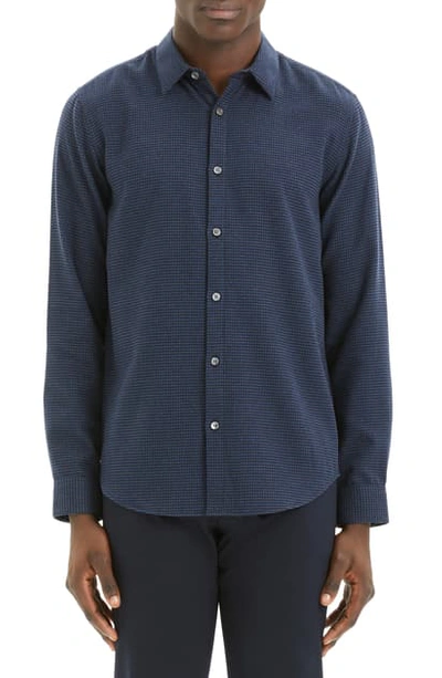 Shop Theory Irving Beacon Slim Fit Mini Houndstooth Check Button-up Shirt In Eclipse Multi