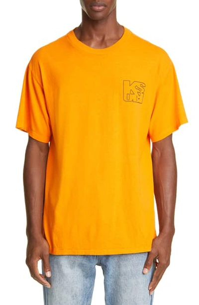 Shop Ksubi Square Logo T-shirt In Orange