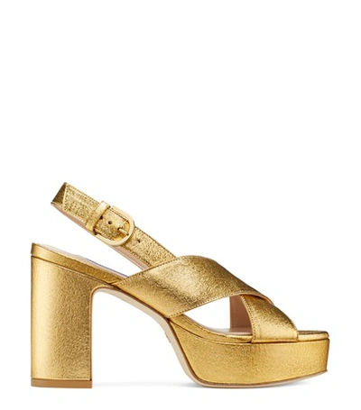 Shop Stuart Weitzman Jerry In Gold Textured Metallic Leather