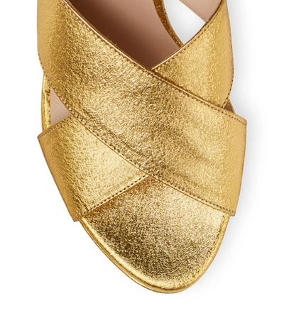 Shop Stuart Weitzman Jerry In Gold Textured Metallic Leather