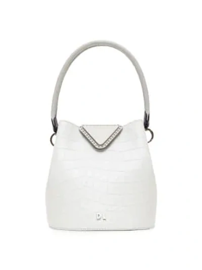 Shop Danse Lente Extra-small Josh Croc-embossed Leather Bucket Bag In Ice