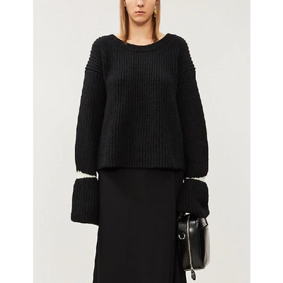 Shop Ann Demeulemeester Claud Wool-blend Jumper In Claud Blk Wall Ivory