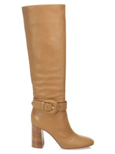 Shop Gianvito Rossi Buckle Tall Leather Boots In Sahara
